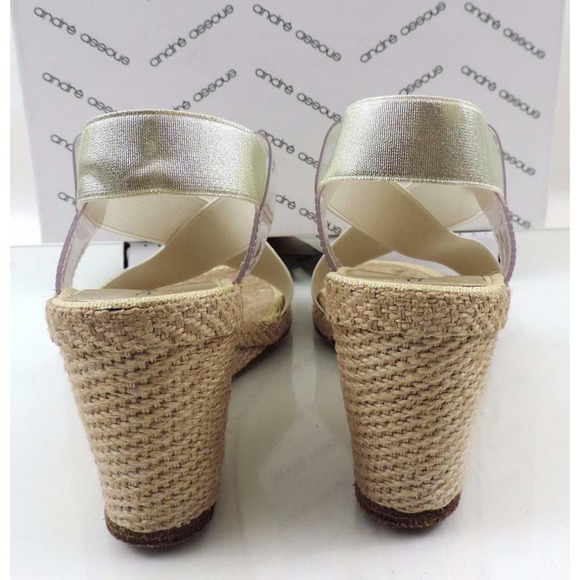 Andre Assous Desi Espadrille Wedge Sandal Platinum Gold - Picture 8 of 12